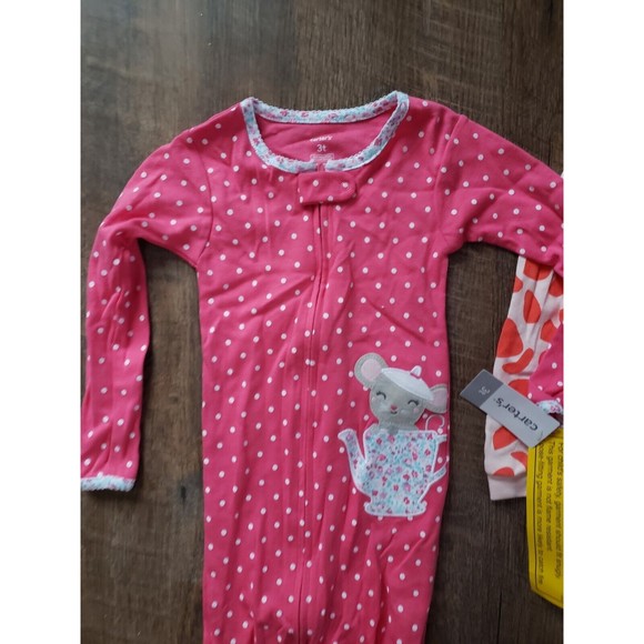 3T Toddler Spring Pair Of 1 Pc Footed Pjs - Picture 3 of 3